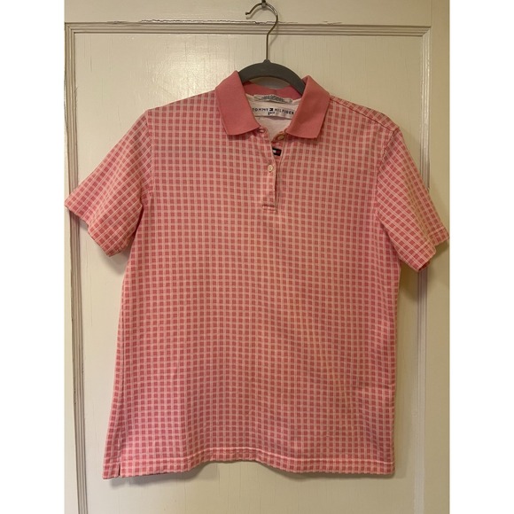 Tommy Hilfiger Tops - Tommy Hilfiger Golf Polo Womens Pink Checkered Sz M Preppy Barbiecore Old Money